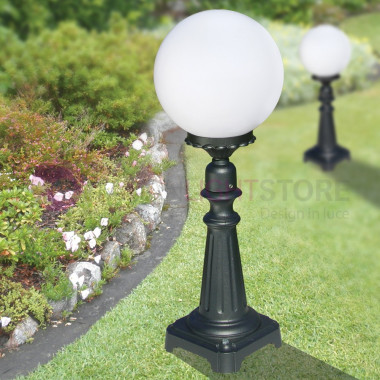 ORIONE ANTHRACITE 1826 LIBERTI LAMP Gate light h. 69 for Outdoor with sphere globe polycarbonate d.25