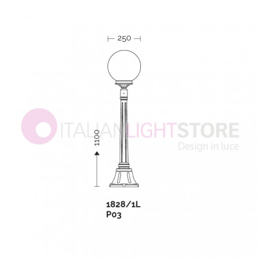 ORIONE ANTHRAZIT 1828/1L LIBERTI LAMPE Laternenpfahl h. 110 für Garten im Freien mit Kugelglobus Polycarbonat d.25