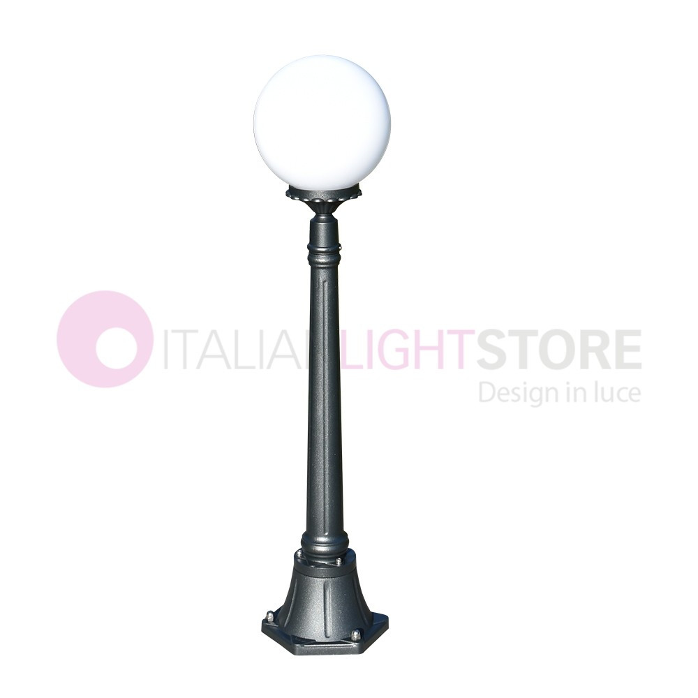 ORIONE ANTRACITE 1828/1L LIBERTI LAMP Lampione h. 110 per Esterno Giardino con sfera globo policarbonato d.25