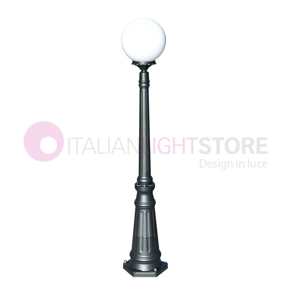 ORIONE ANTRACITA 1831/1L LIBERTI LAMPpost h. 145 para Jardín exterior con esfera globo de policarbonato d.25