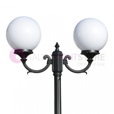 ORIONE ANTHRACITE 1832/2L LAMPE LIBERTAIRE Lampadaire avec 2 lumières pour Jardin Extérieur avec sphères globes polycarbonate