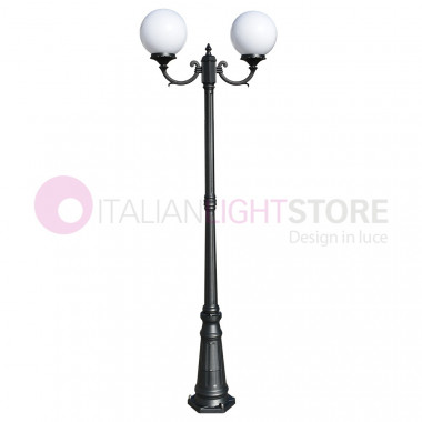 ORIONE ANTHRACITE 1832/2L LIBERTI LAMP Lamppost with 2 lights for Outdoor Garden with spheres globes polycarbonate d.25