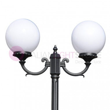 ORIONE ANTRACITE 1833/2L LIBERTI LAMP Lampione a 2 luci per Esterno Giardino con sfere globi policarbonato d.25