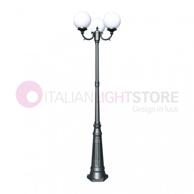 ORIONE ANTHRACITE 1833/3L LAMPE LIBERTAIRE Lampadaire avec 3 lumières pour Jardin Extérieur avec sphères globes polycarbonate