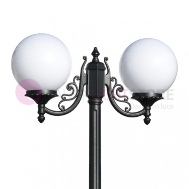 ORIONE ANTHRACITE 1834/2L lampe liberti avec 2 lumières pour Jardin Extérieur avec sphères globes polycarbonate d.25