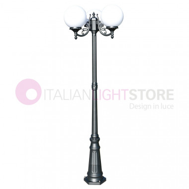 ORIONE ANTRACITE 1834/3L LIBERTI LAMP Lampione a 3 luci per Esterno Giardino con sfere globi policarbonato d.25