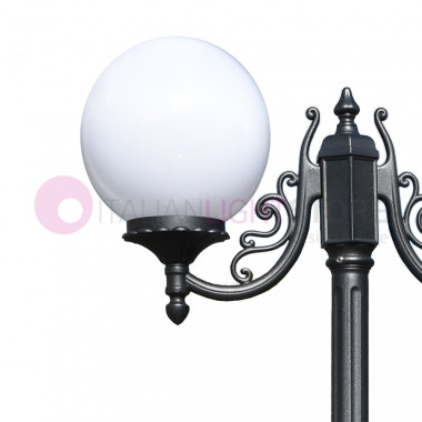 ORIONE ANTHRACITE 1835/2L LAMPE LIBERTAIRE Lampadaire avec 2 lumières pour Jardin Extérieur avec sphères globes polycarbonate