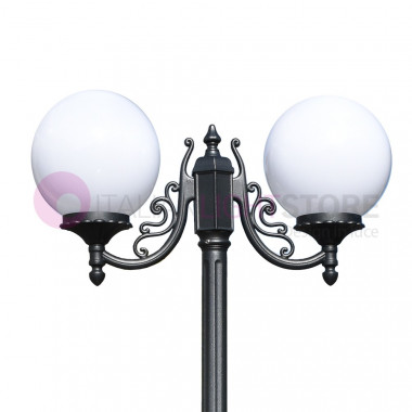 ORIONE ANTHRACITE 1835/2L LIBERTI LAMP Lamppost with 2 lights for Outdoor Garden with spheres globes polycarbonate d.25