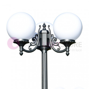 ORIONE ANTRACITE 1835/3L LIBERTI LAMP Lampione a 3 luci per Esterno Giardino con sfere globi policarbonato d.25
