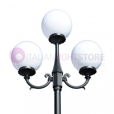 ORIONE ANTRACITE 1833/2+1L LIBERTI LAMP  Lampione a 3 luci con rialzo  per Esterno Giardino con sfere globi policarbonato d.25