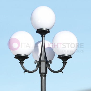 ORIONE ANTHRACITE 1833/3+1L LIBERTI LAMP 4-light street lamp with rise for Outdoor Garden with spheres globes polycarbonate d.25