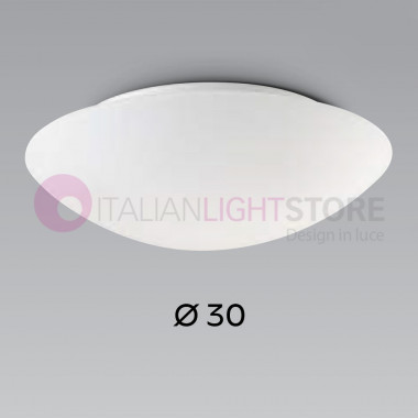 PANDORA FABAS 2433-61-102 Round Ceiling Lamp in White Blown Glass D.30