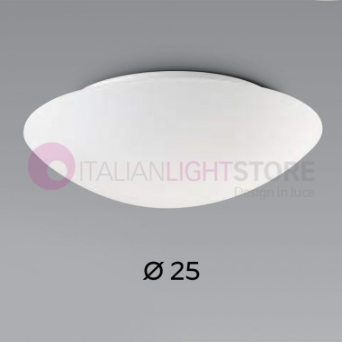 PANDORA FABAS 2433-69-102 Round Ceiling Lamp in White Blown Glass D.25