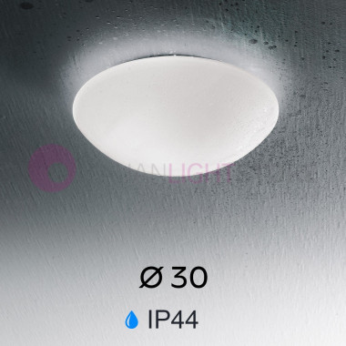 PANDORA 2650-61-102 FABAS Bathroom Ceiling Lamp in White Blown Glass D.30 IP44