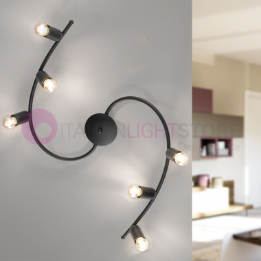 SNAKE Plafoniera a soffitto 6 luci stile Industriale moderno