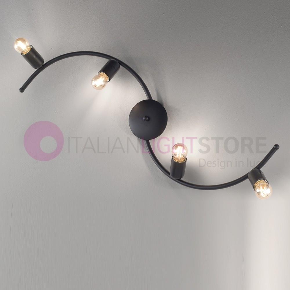 SNAKE Plafoniera a soffitto e parete 4 luci stile Industriale moderno