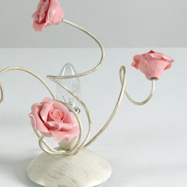 ANGELA 395/L PADANA CHANDELIERS Lámpara de mesa con rosas de porcelana