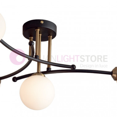 BYRON 1127/C4 PADANA CHANDELIERS Ceiling lamp with 4 Lights Modern with glass spheres white blown glass