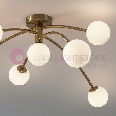 DANTE 1125/7 PADANA CHANDELIERS Lámpara de techo con 7 luces Moderno con esferas de vidrio blanco soplado