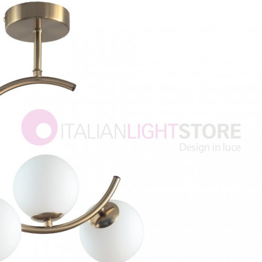 MIMOSA 1126/3 PADANA CHANDELIERS Ceiling lamp with 3 Lights Modern with glass spheres white blown glass