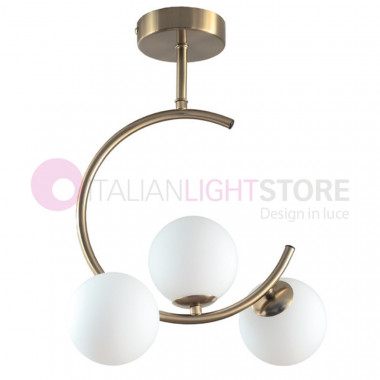 MIMOSA 1126/3 PADANA CHANDELIERS Ceiling lamp with 3 Lights Modern with glass spheres white blown glass