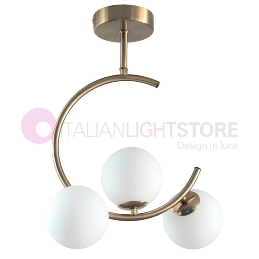 MIMOSA 1126/3 PADANA LAMPADARI Plafoniera a Soffitto a 3 Luci Moderna con vetri sfere vetro soffiato bianco MIMOSA 1126/3 PADANA LAMPADARI Plafoniera a Soffitto a 3 Luci Moderna con vetri sfere vetro soffiato bianco
