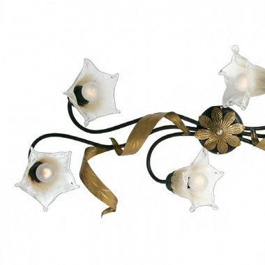 MELISSA von Padana Kronleuchter, längliche Deckenleuchte 6 Lichter in Eisen Classic Florentiner Stil