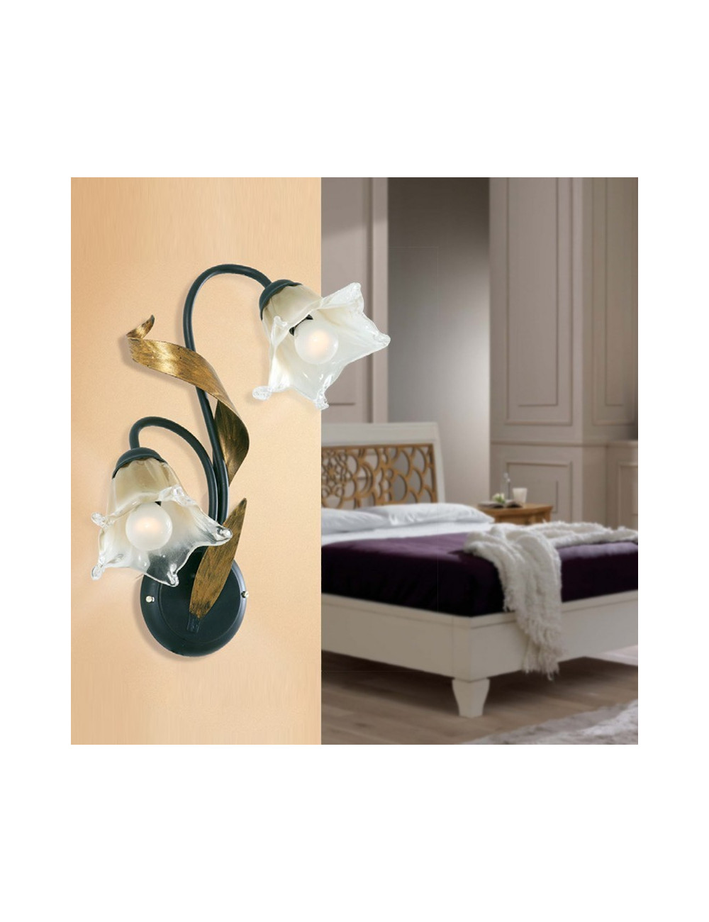 MELISSA by Padana Chandeliers, Iron Wall Lamp Classic Floral Style Florentine
