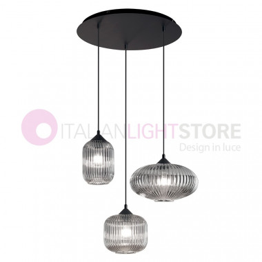 NORDAL 3662-47 FABAS LUCE Modern chandelier with 3 lights in Blown Striped Glass