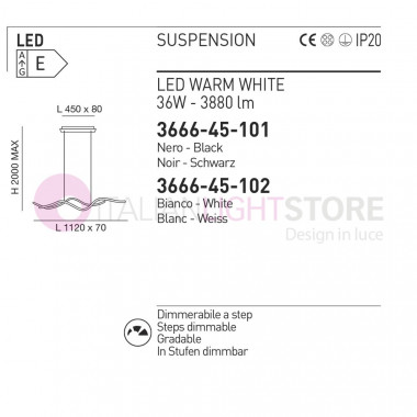 SINUO 3666-45 FABAS LUCE Double Wave Led Suspension Lamp 36W