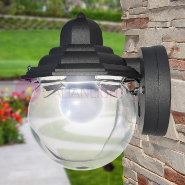 MASSIOLA Mini Lantern Outdoor Wall Lamp with Transparent Glass