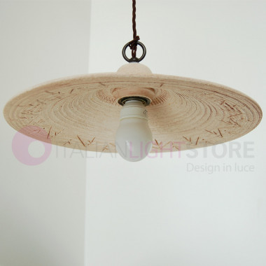 Lámpara de araña de suspensión RUSTIKA d.40 en cerámica cruda estilo rústico campestre