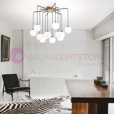 Rhapsody Ideal Lux art. 236957 - Chandelier with 12 led lights with glass spheres