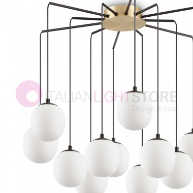 Rhapsdy Ideal Lux art. 236957 - Lampadario a 12 luci led con sfere in vetro