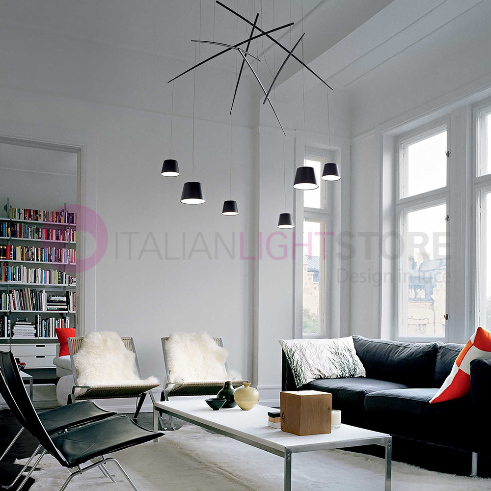 FISH Ideal Lux art. 196985 - Lampadario a sospensione led con paralumi nero