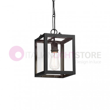 IGOR Ideal Lux art. 092850 - Black cage pendant chandelier for kitchen - vintage industrial style