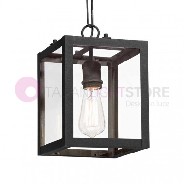 IGOR Ideal Lux arte. 092850 - Lámpara colgante jaula negra para cocina - estilo industrial vintage