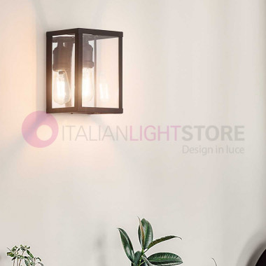 IGOR Ideal Lux arte. 092836 - Lámpara de pared de jaula cuadrada negra - estilo industrial vintage