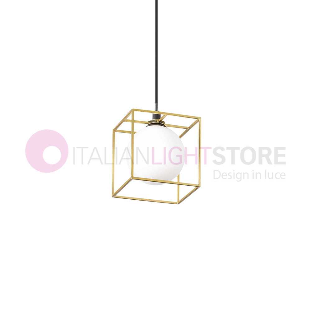 Lingotto Ideal Lux art. 251103 - cage décorative en laiton à suspension de lustre - design moderne