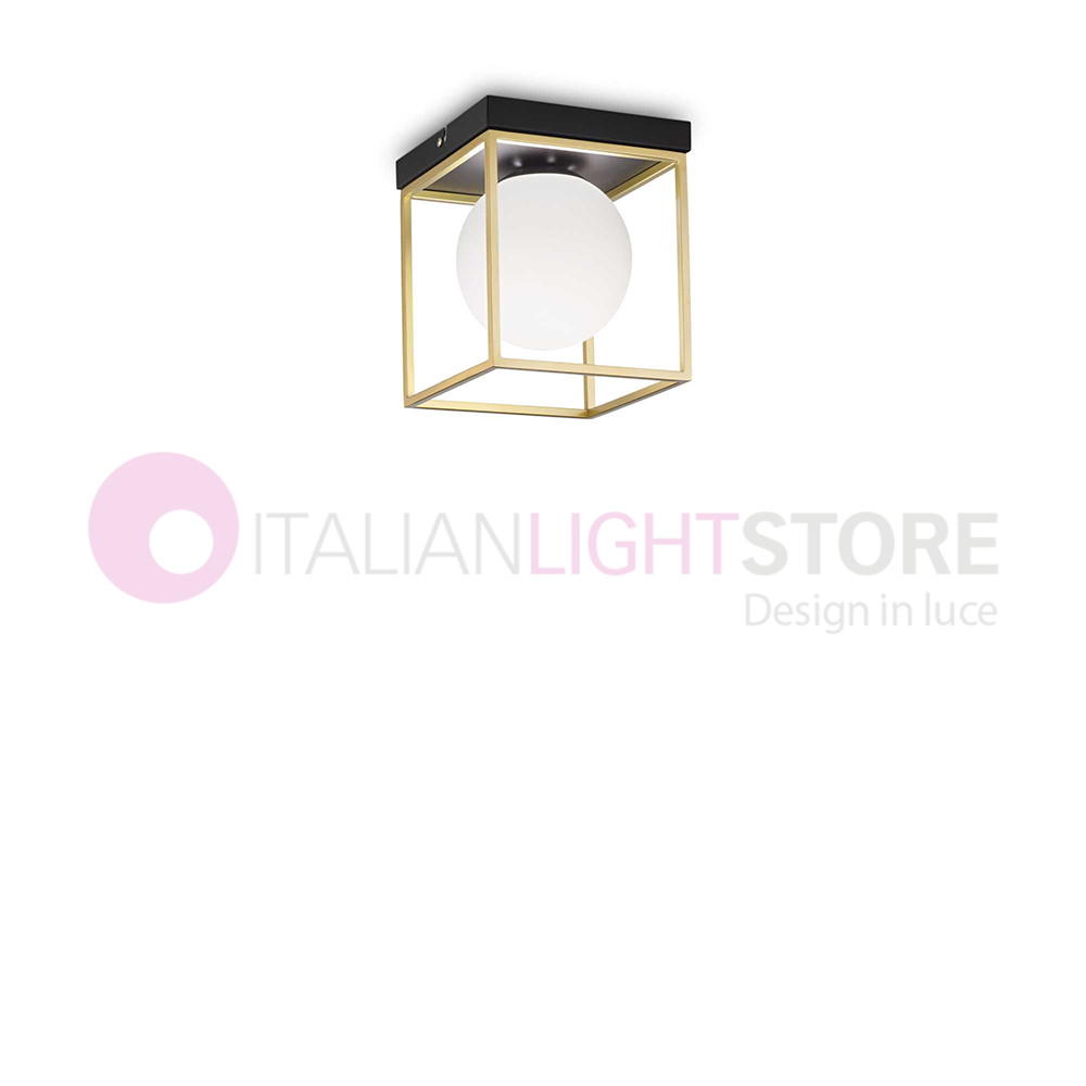 Lingotto Ideal Lux art. 198132 - lampada da soffitto plafoniera decorativa gabbia in ottone - design moderno