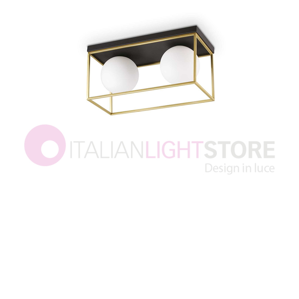 Lingotto Ideal Lux art. 198149 - lampada da soffitto plafoniera decorativa gabbia in ottone - design moderno