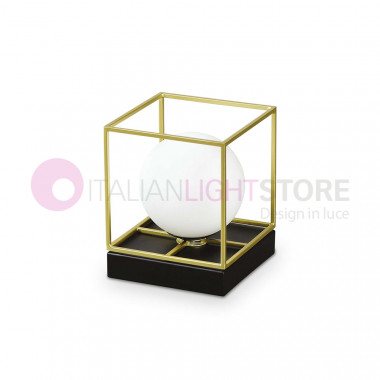 Lingotto Ideal Lux art. 259222 - table lamp with gold decorative cage - modern design