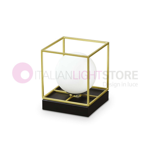 Lingotto Ideal Lux art. 259222 - lampe de table avec cage décorative en or - design moderne