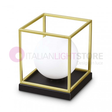 Lingotto Ideal Lux art. 251127 - table lamp with gold decorative cage - modern design