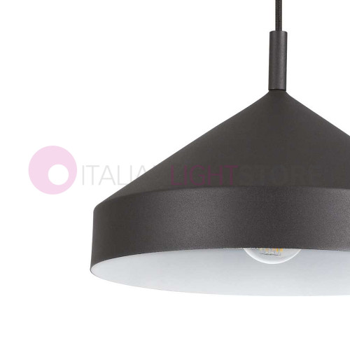 Suspension yourte LAMP IDEAL LUX Art 285139 noir avec intérieur blanc