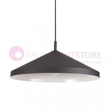 Lampe à suspension yourte IDEAL LUX Art 281582 métal noir avec intérieur blanc