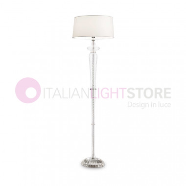 FORCOLA IDEAL LUX lampadaire classique en verre soufflé avec abat-jour blanc - art.101354