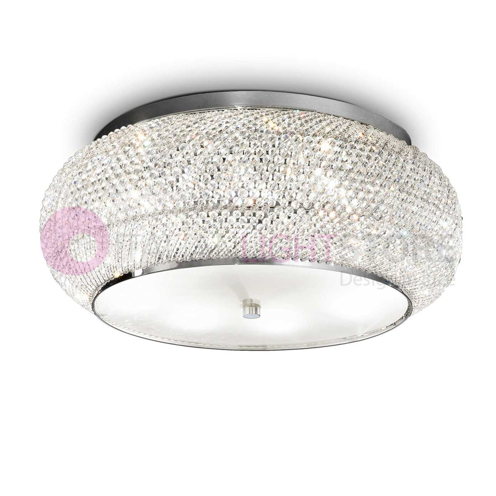 Lustre de plafond design moderne Pashà Ideal Lux Art 100746 chrome