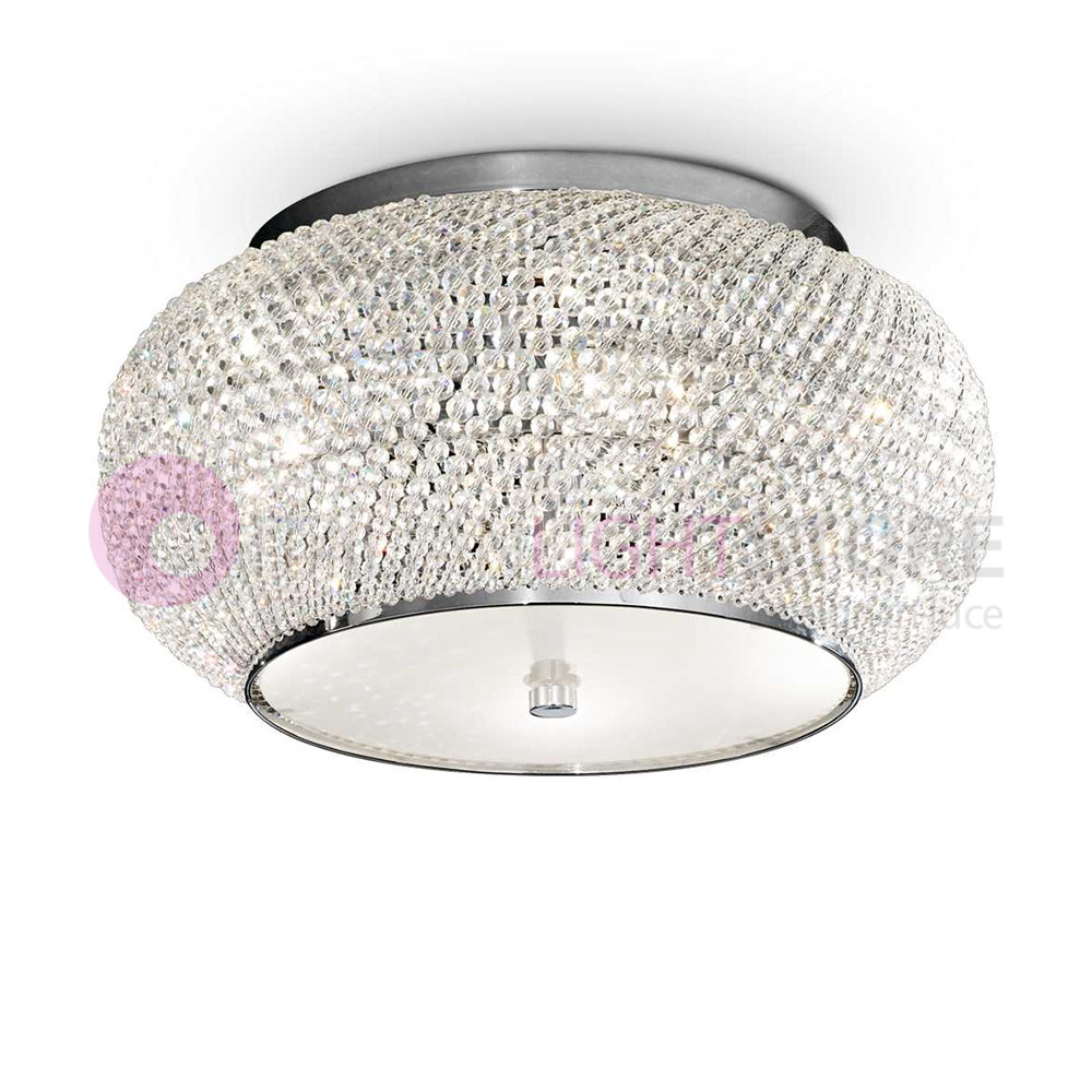 Lampadario plafoniera da soffitto design moderno Pashà Ideal Lux Art 100784 cromo