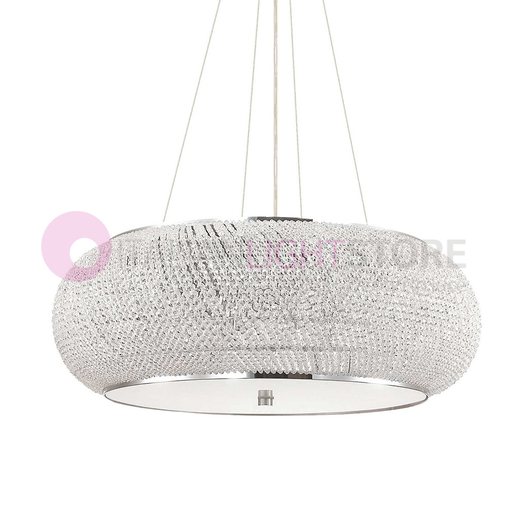 Lampadario sospensione design moderno Pashà Ideal Lux Art 164977 cromo